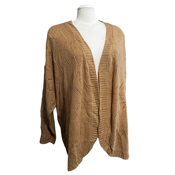 BloomChic Open Front Knit Cardigan Sweater w/ Pockets Sz 26 (4XL) Beige - Picture 5 of 13